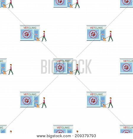 Visiting the vet clinic, the pet, dog on a leash with the hostess. Pet, dog care single icon in cartoon style vector symbol stock illustration .