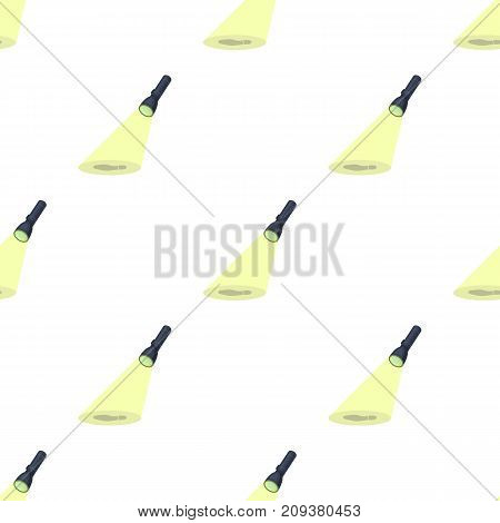 The beam of the flashlight illuminates the footprint. The light of the flashlight single icon in cartoon style vector symbol stock illustration .