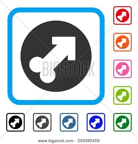 Erection icon. Flat gray pictogram symbol in a light blue rounded squared frame. Black, gray, green, blue, red, orange color versions of Erection vector. Designed for web and application UI.