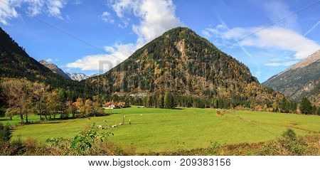 Beautiful alpine landscape near the village of Koschach in the Hohe Tauern range within federal state of Carinthia, Austria.
