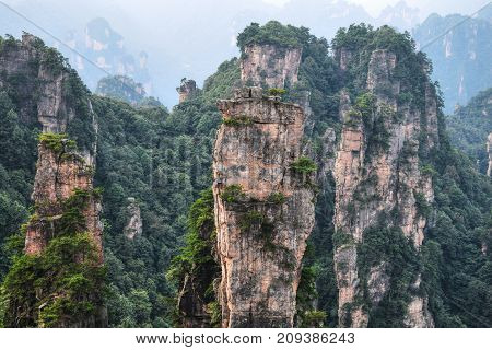 Picturesque landscape of Zhangjiajie mountain in Hunan province in China where the movie Avatar was shooted.