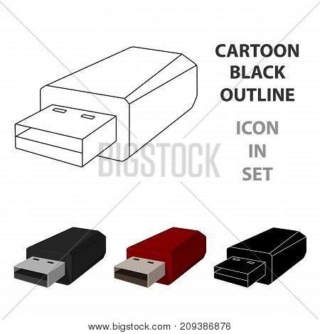 USB flash drive icon in cartoon design isolated on white background. Personal computer accessories symbol stock vector illustration.