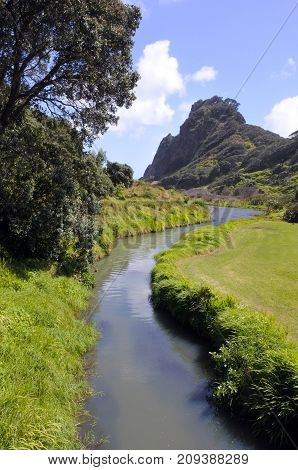 Landscape View Of Karekare Stream New Zealand