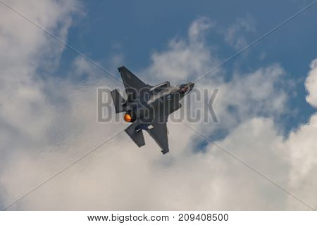 NEW WINDSOR NY - JULY 2 2017: The Lockheed Martin F-35 Lightning II from Stewart International Airport during the New York Airshow.