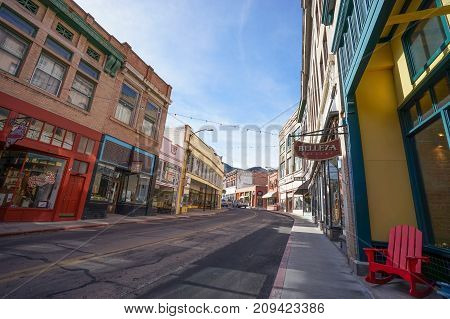 December 9, 2015 Bisbee Arizona USA: victorian buildings in the historic downtown of the former copper mining town