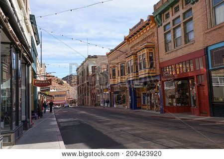 December 9, 2015 Bisbee Arizona USA: victorian buildings in the historic downtown of the former copper mining town