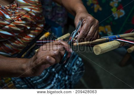 hands of an artisan maya woman in Guatemala