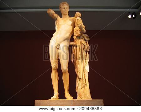 Hermes of Praxiteles at Archaeological site of Olympia Peloponnese Greece