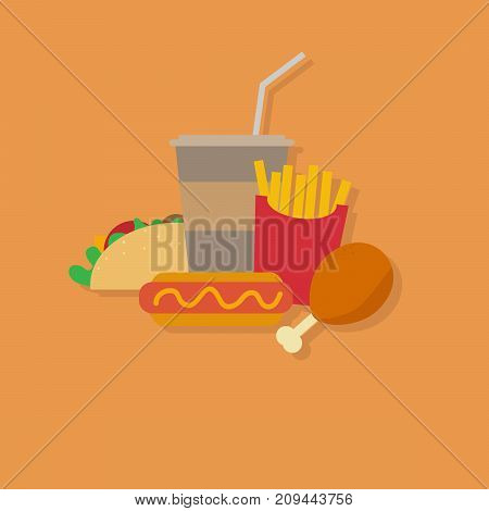 vector illustration of fast food. junk  food