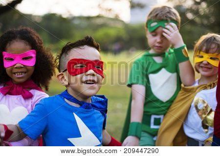 Superhero kids with superpowers
