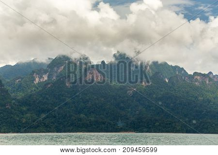Karst Mountains Of Lake Cheo Lan In Thailand