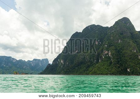 Karst Mountains Of Lake Cheo Lan In Thailand
