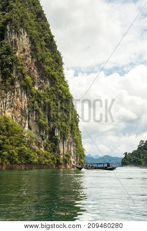 Karst Mountains Of Lake Cheo Lan In Thailand