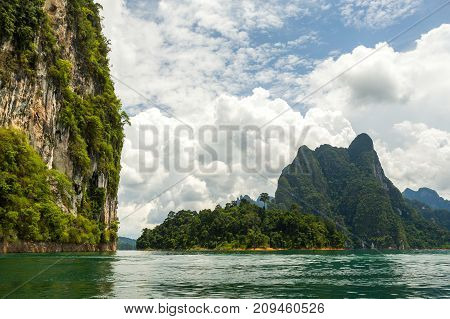 Karst Mountains Of Lake Cheo Lan In Thailand