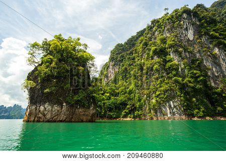 Karst Mountains Of Lake Cheo Lan In Thailand
