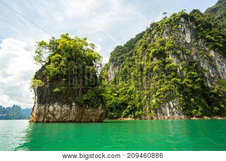 Karst Mountains Of Lake Cheo Lan In Thailand