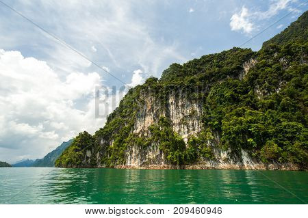Karst Mountains Of Lake Cheo Lan In Thailand