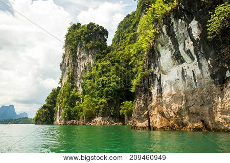 Karst Mountains Of Lake Cheo Lan In Thailand