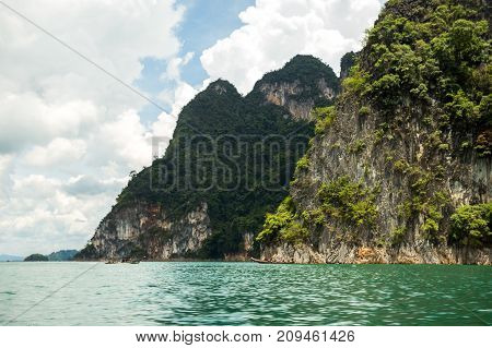 Karst Mountains Of Lake Cheo Lan In Thailand