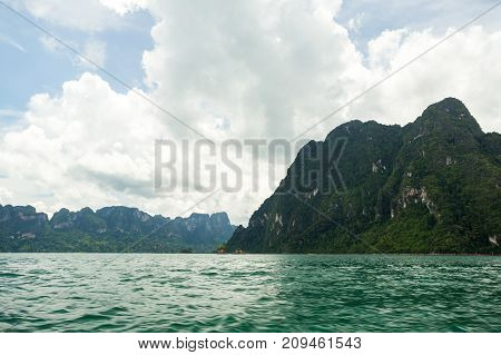 Karst Mountains Of Lake Cheo Lan In Thailand