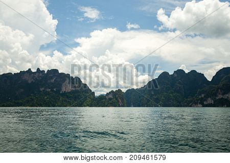 Karst Mountains Of Lake Cheo Lan In Thailand
