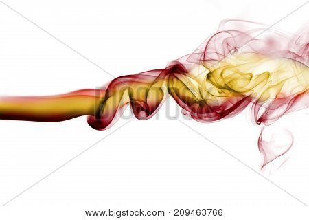 National smoke flag of Spain isolated on black background