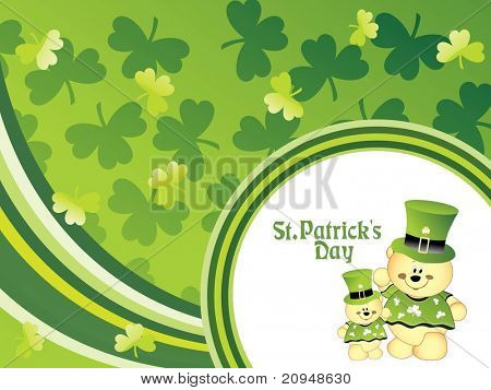 พื้นหลังแชมร็อค มีลายโค้ง leprechaun น่ารัก