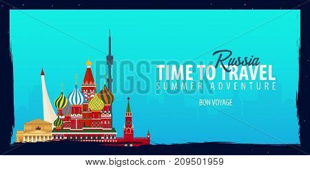 Russia Banner. Time To Travel. Journey, Trip And Vacation. Vector Flat Illustration.