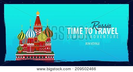 Russia Banner. Time To Travel. Journey, Trip And Vacation. Vector Flat Illustration.