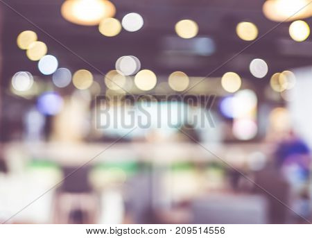 Blurred Background,people In Coffee Shop With Bokeh Light