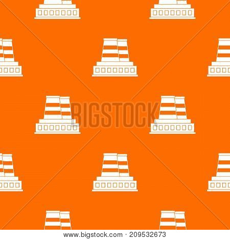Manufacturing plant pattern repeat seamless in orange color for any design. Vector geometric illustration