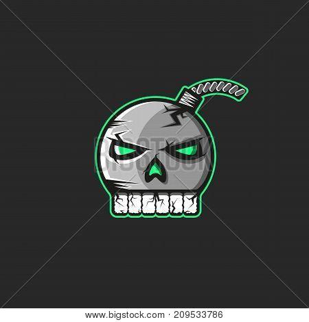 Cannonball Emblem In The Shape Of A Human Skull With Teeth Sticker, A Pirate Logo For A Print On A T