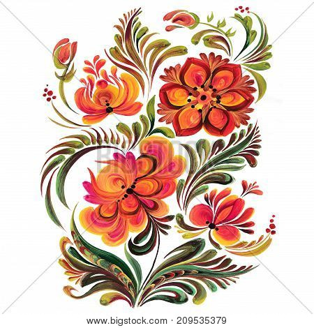 Traditional Ukrainian folk ornament, Petrikovskaya painting with flowers