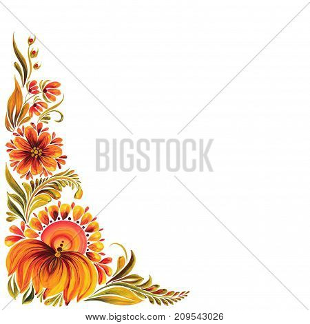 Ukrainian traditional ornament for design, Petrikovskaya painted with flowers