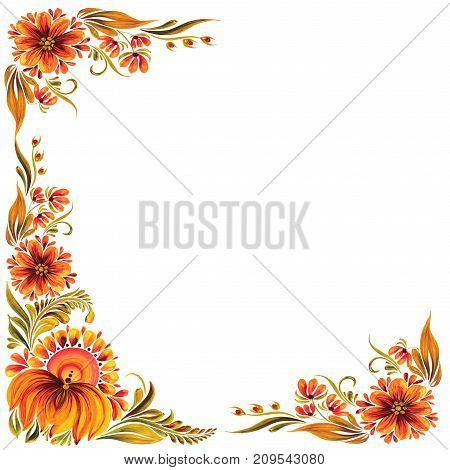 Ukrainian traditional ornament for design, Petrikovskaya painted with flowers