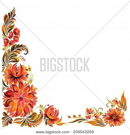 Ukrainian traditional ornament for design, Petrikovskaya painted with flowers