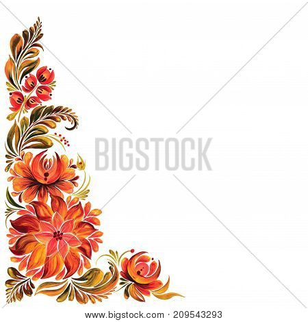 Ukrainian traditional ornament for design, Petrikovskaya painted with flowers