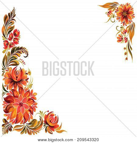Ukrainian traditional ornament for design, Petrikovskaya painted with flowers