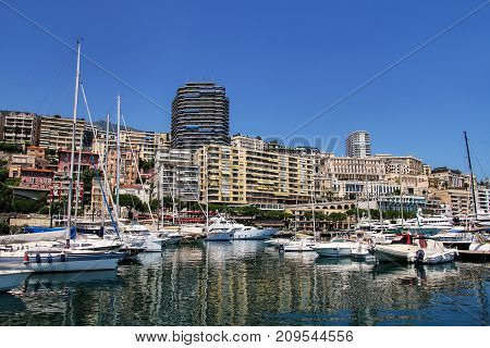 Boats Docked At Port Hercules In La Condamine Ward Of Monaco.