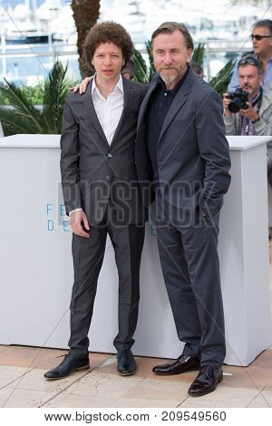CANNES, FRANCE - MAY 22, 2015: Michel Franco, Tim Roth attend the 'Chronic