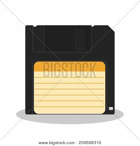 Retro floppy diskette isolated on a white background. Vintage style data storage icon. Old computer data carrier. Vector illustration.