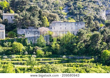 Panoramic view of Oppede-le-Vieux in Provence France