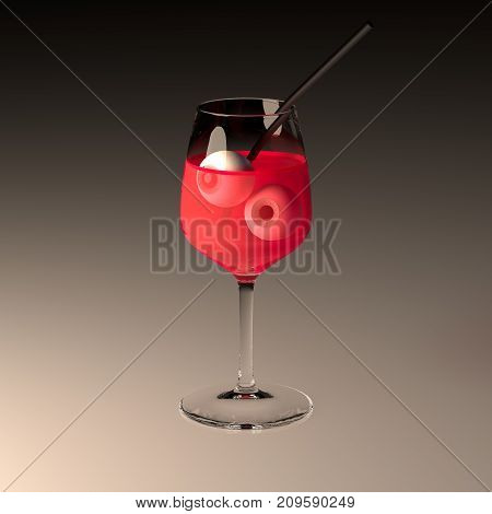 Cocktail for a Halloween party. 3D rendering