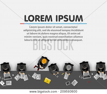 Group of business people working in office. Vector illustration