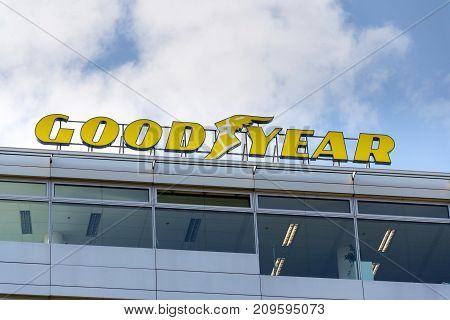 Prague, Czech Republic - October 14: The Goodyear Tire And Rubber Company Logo On Headquarters  Buil