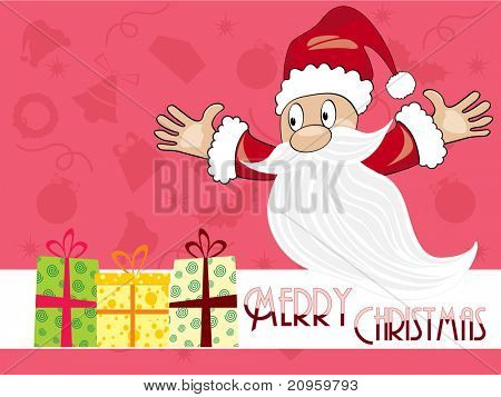 Xmas ikoner baggrund med santa clus, farverige gaver