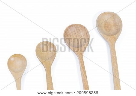 hand carft Wooden spoon set isoleate on White background.