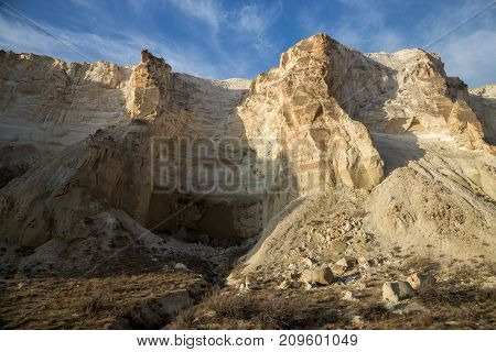 Beautiful mountain canyon in the desert. Boszhira in Ustyurt plateau, Kazakhstan