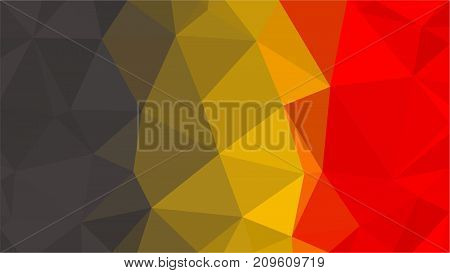 Belgium flag low poly style. Yellow red black