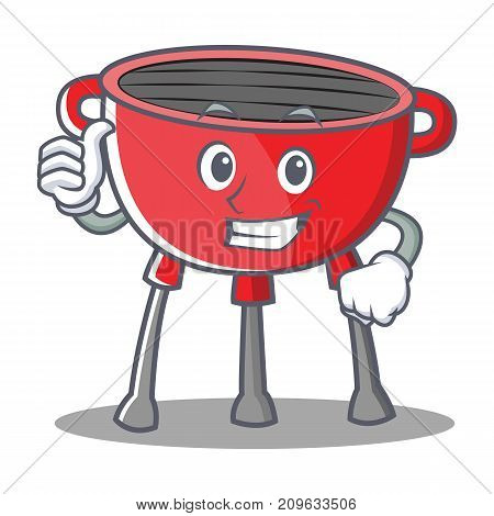 Thumbs Up Barbecue Grill Cartoon Character Vector Illustration
